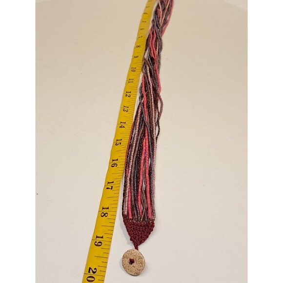Peyote Bird Multi Strand Seed Beed Necklace 19.5" Crochet Button Fasten NWT - Picture 8 of 8